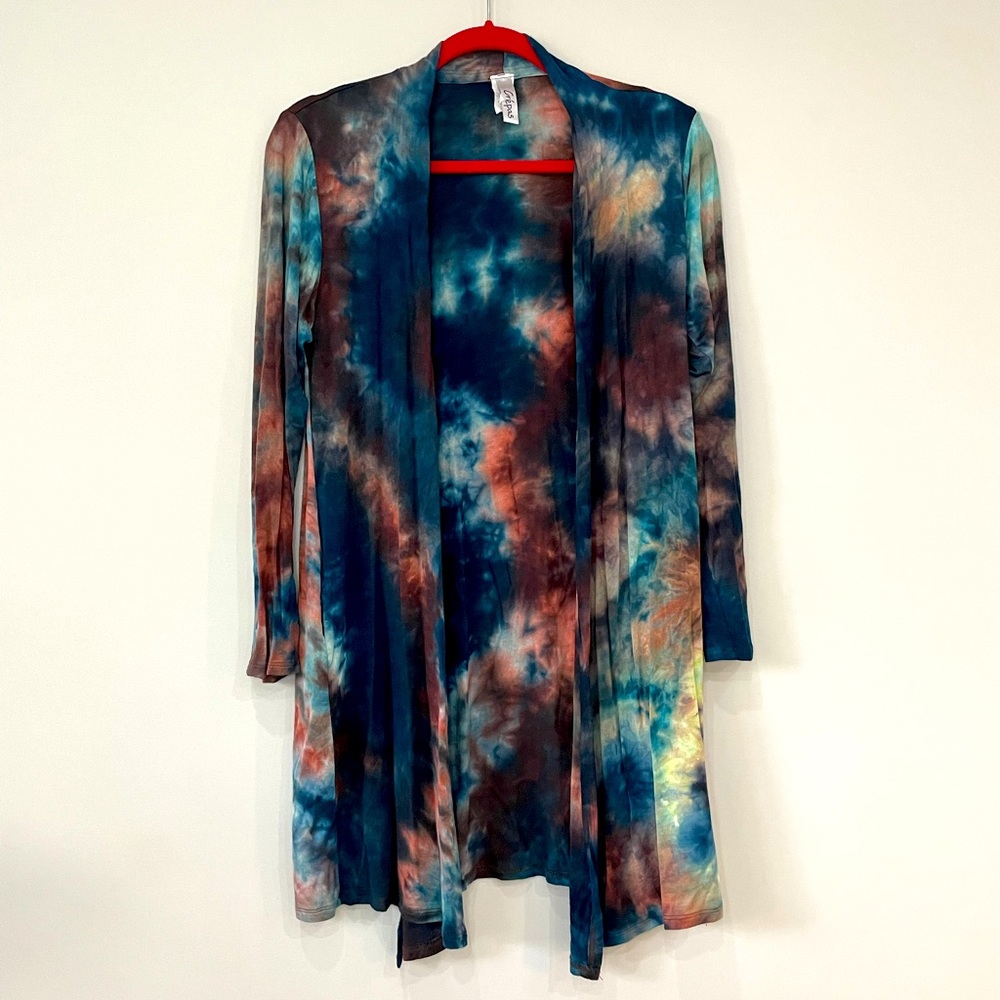 Crepas tie dye open front cardigan sweater duster